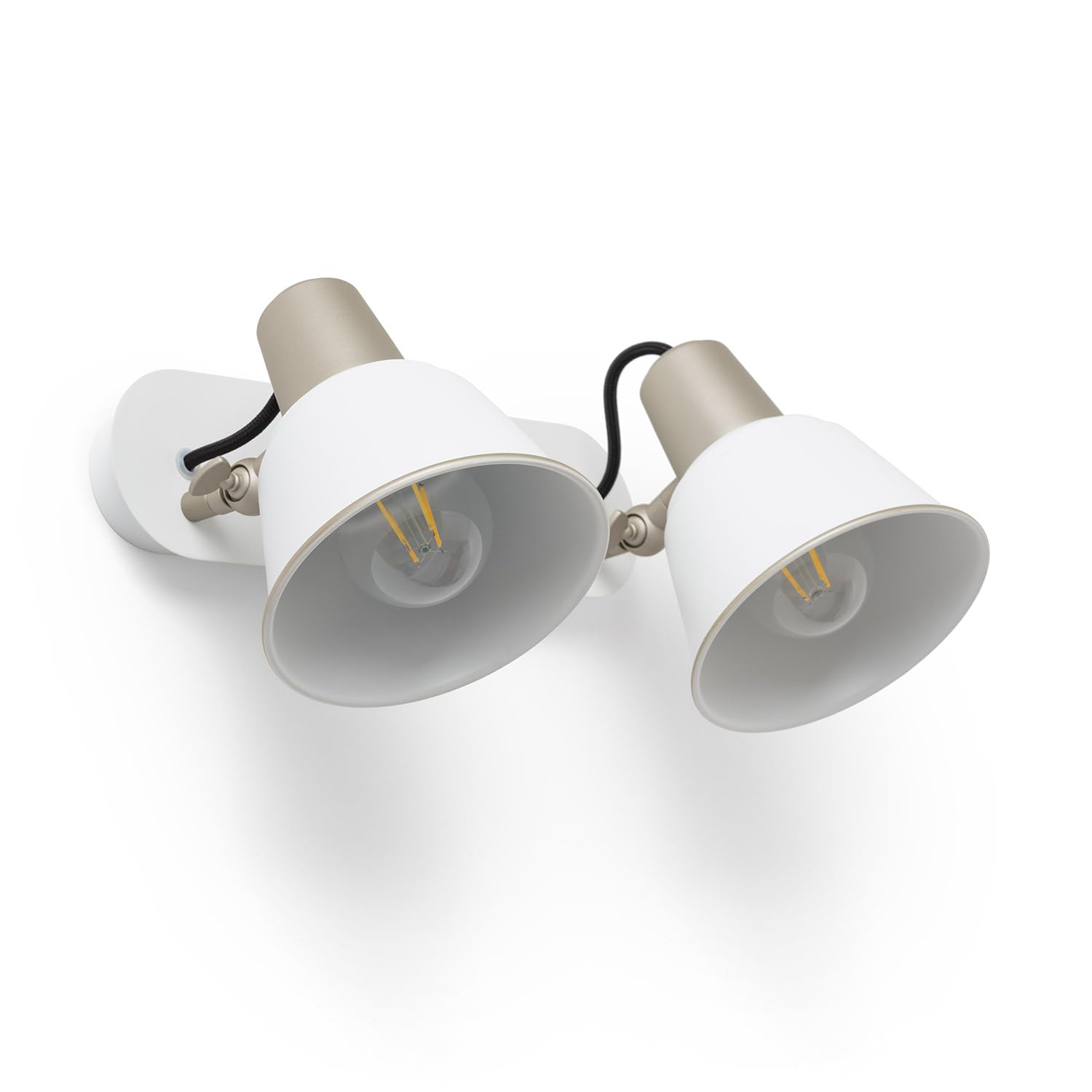LEDKIA LIGHTING Lampe Murale Salle de Bain Métal 2 Spots Birzay Blanc