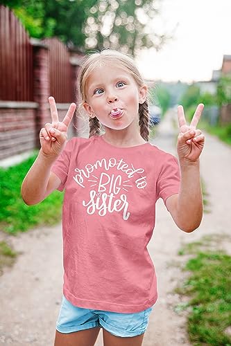 Olive Loves Promoted to Big Sister Colorful Announcement T-Shirt for Baby and Toddler Girls Sibling Outfits4