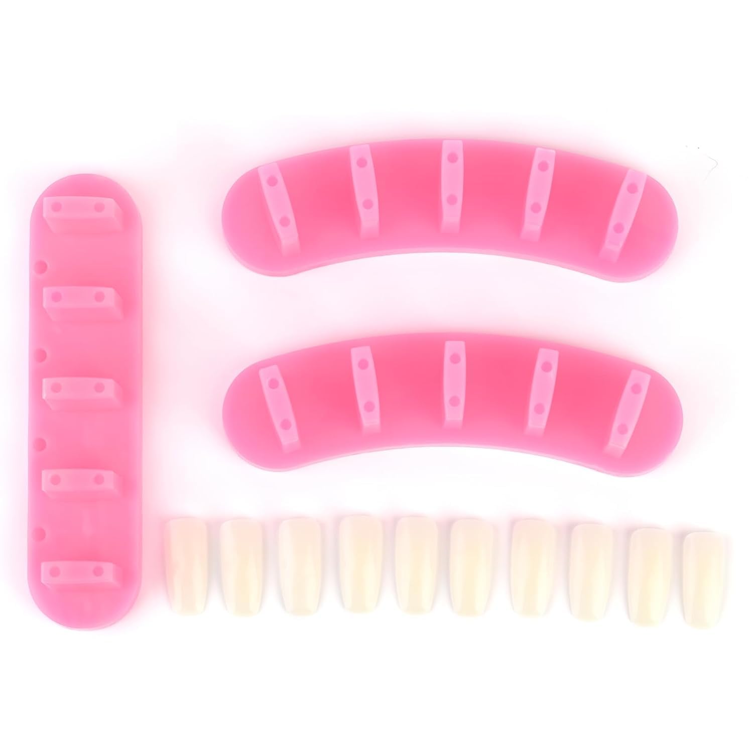 3pcs False Nail Art Tips Practice Display Stand Tool with 10 pcs False Nail Tips for Gel Nail Polish DIY Nail Training Tools display stand- multicolor-image-29
