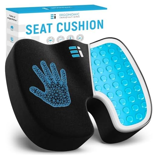 Ergonomic Innovations Gel Enhanced Memory Foam Seat Cushion for Office Chair, Coccyx Lower Back Support Tailbone Pain Relief Cushions, Work Chair Pad Pillow, Sciatica, Butt, Desk Chair Cushion