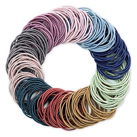 Hanyousheng 200 Stück Haargummis Mädchen, 4.5 cm Zopfgummis Mädchen, Ohne Metall Haargummis Mehrfarbig Haarbänder, Pferdeschwanz Inhaber Haarschmuck, 2 mm Elastisch Haargummis für Mädchen Mann Frauen Cover