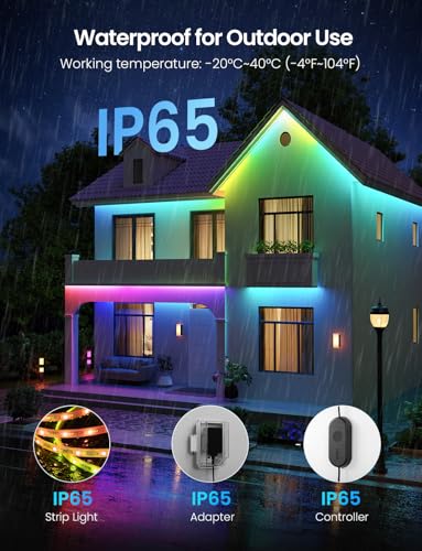 Lepro SW1 AI Smart Outdoor LED Strip Lights - 32.8ft IP65 Waterproof RGBCW Light Strips, 2700K-5700K Tunable Warm White, APP Control(No Remote), 2.4G Wi-Fi Lights for Holiday Decor, House, Porch, Eave - Image 3