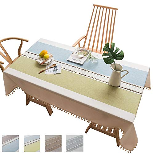 Nappe de table anti-poussière cuisine 140x260cm bleu vert contre les salissures du quotidien