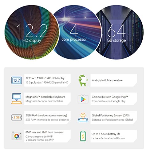 Pro12 With Wifi 12.2" 2-In-1 Touchscreen Tablet Pc Featuring Android 6.0 (Marshmallow) Operating System, Black #TOP6