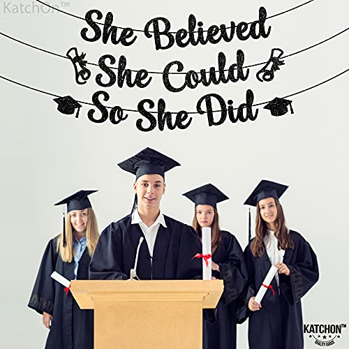Image of KatchOn, She Believed She Could So She Did Banner - Glitter 10 Feet, No DIY | Congratulations Banner for Nursing 2026 Graduation Party Decorations | Medical School Graduation Decorations 2026