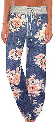 NEWCOSPLAY Women's Comfy Pajama Pants Floral Print Drawstring Palazzo Lounge Wide Leg Pants