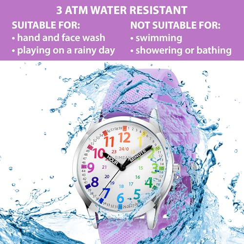 Image of Kids Analog Watch, Learning Watch for Kids 8-12, Waterproof Time Teacher Watches for Boys Ages 5-7 6-8, Easy to Read Educational Girls Watches Ages 8-12, Great Gift Boys Girls Year 4-12 Old Waterproof