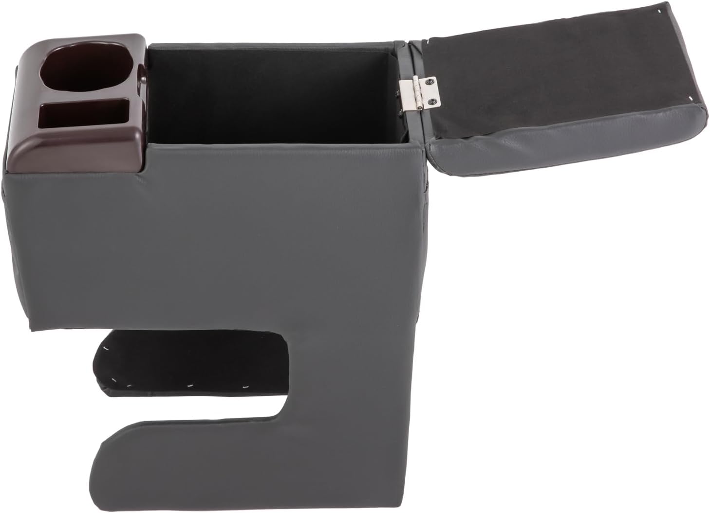 Universal Car Armrest Organizer with Cup Holders - PU Leather & ABS Storage Box 15" Height Multi-Pocket Design for Phones/Keys Fits Most SUVs/Sedans (Black)