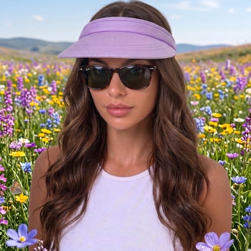 Image of 2 Pack Visor Women Men Sun Hat Clip On Visors Adjustable Sport Wide Brim Cap