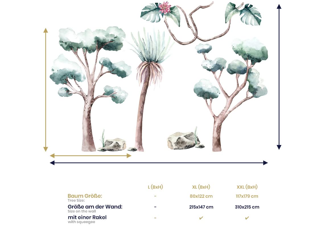 Pegatinas Pared Decorativas - Vinilo Pared Infantil Animales [310x215cm] Árboles tropicales | Decoracion Habitacion Bebe, Pegatinas Infantiles Pared, Pegatina Pared | os4063