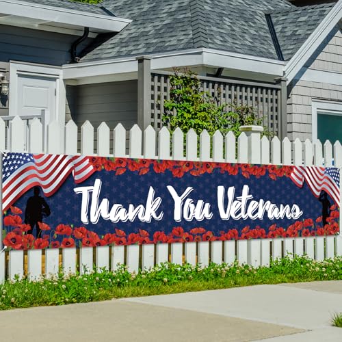 Veterans Day Decorations Thank You Veterans Banner for Fence Yard...