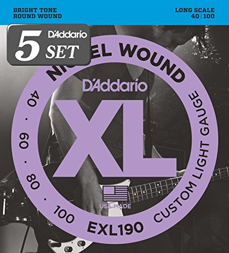 D'Addario �_�_���I �x�[�X�� �j�b�P�� Long Scale .040-.100 EXL190 x 5�Z�b�g �y�������K�i�z