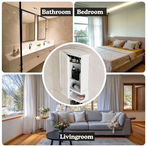 Image of GLOXY Premium ABS White Bathroom Cabinet with Mirror - 6in1 Multipurpose Washroom Cabinet Storage to Keep Toiletries Well Organised -Smart Ultra Clear Wall Mount Mirror Box for Bathroom