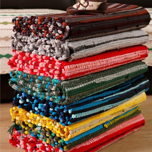 Tapis de patchwork lavable en coton au tissage traditionnel haut de gamme - 5