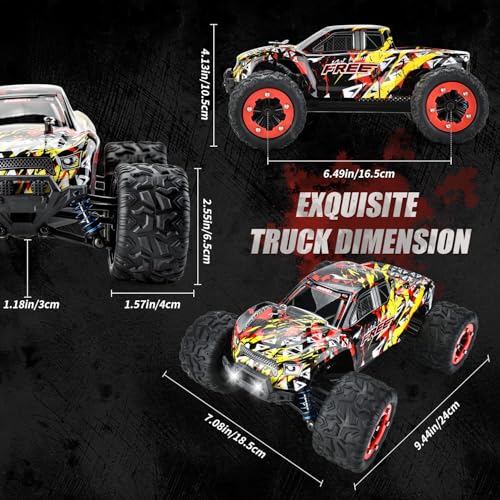 Image of 1:18 Scale 40+km /h High Speed Remote Control Car, 4x4 Waterproof Off Road RC Cars with Extra Shell, Fast 24GHz All Terrain Toy Trucks for Boys and Adults, 2 Batteries for 40mins Fun A1