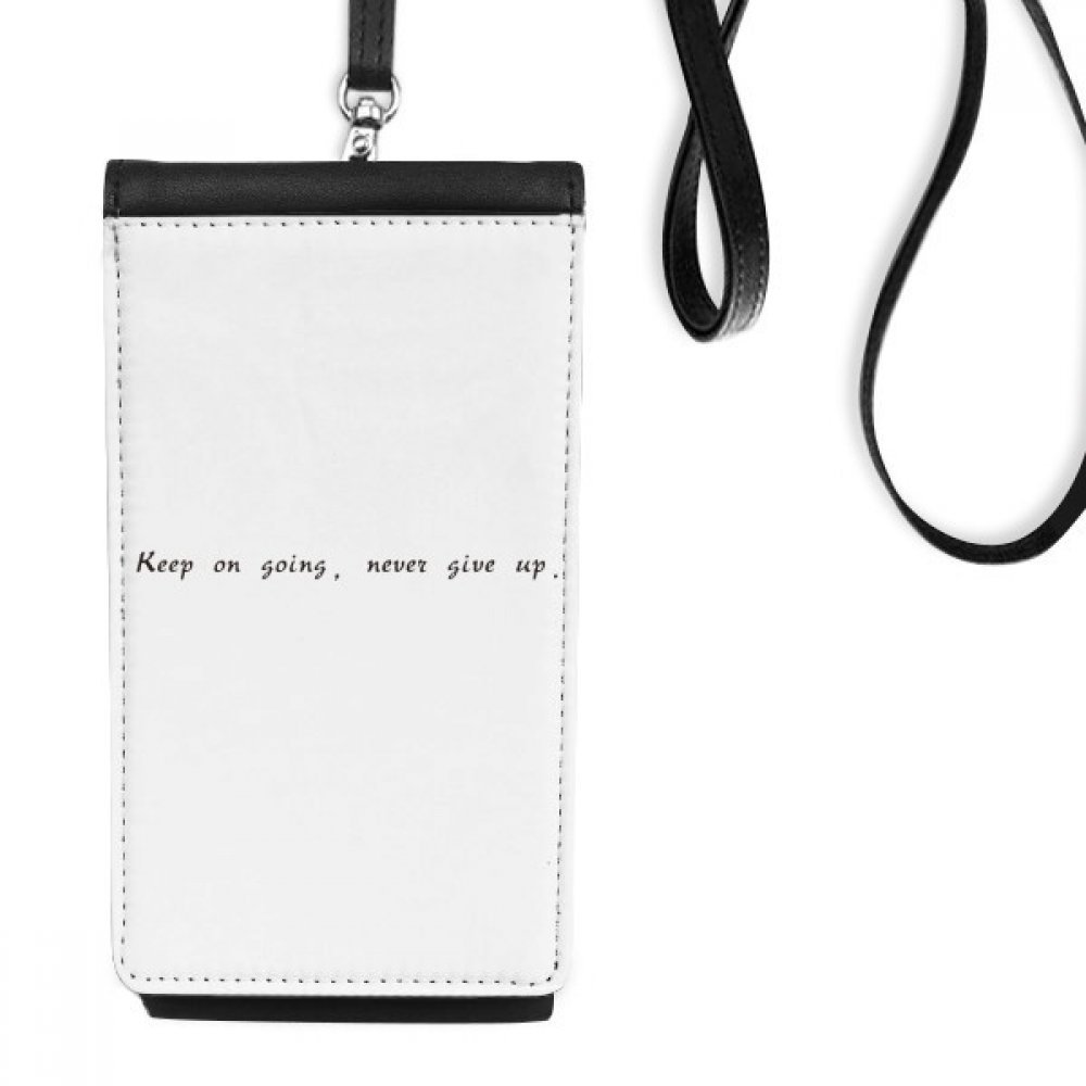 DIYthinker Slogan Keep on Going Never Give Up pochette cuir noir
