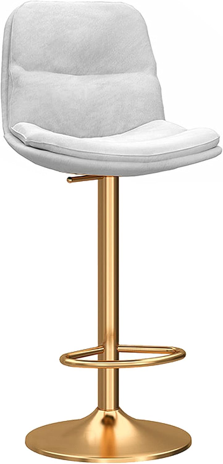 Velvet Bar Stool with Adjustable Seat Height and Backrest, Stylish Tall