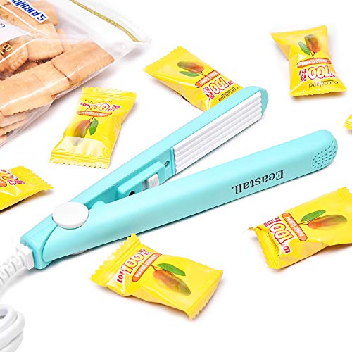 Mini Bag Sealer, Portable Handheld Heat Sealer Bag Resealer Smart Snack Mylar Chip Plastic Bag Sealer Heat Seal Machine with 43 inch Power Cable for Food Storage-Blue