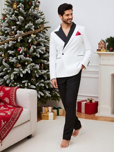 2 Piece Mens Slim Fit Suit for Groomsmen Wedding Double Breasted Suits Men Solid Blazer Pant Set Prom Tuxedo Homecoming2