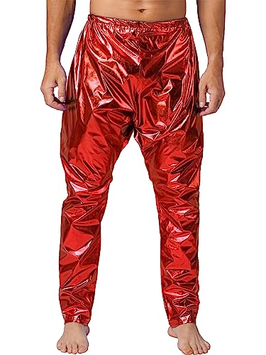 Mens Hip Hop Harem Pants Shiny Metallic Pants Long Trousers Leggings Stretchy Skinny Pants