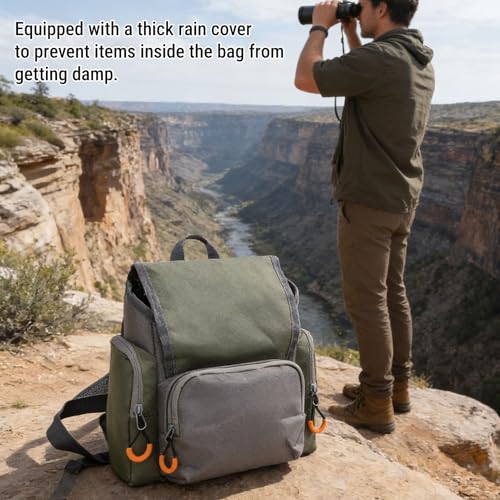 SUNGOOYUE Bolsa de Pecho para Exteriores, Arnés Binocular, Paquete de Pecho, Bolsa para Binoculares Ajustable, Plataforma Ligera de Nailon 500D con Cubierta para Lluvia para Senderismo,