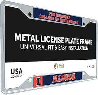 Desert Cactus University of Illinois License Plate Frame Fighting Illini U of I Car Accessories Tag Holder for Front or Rear of Car (The Grainger College of Engineering)