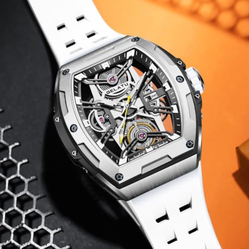 Image of OLEVS Luxury Watches for Men Black Mechanical Wrist Watch Self Winding Automatic Tourbillon Watches Skeleton Waterproof Mens Wrist Watch
