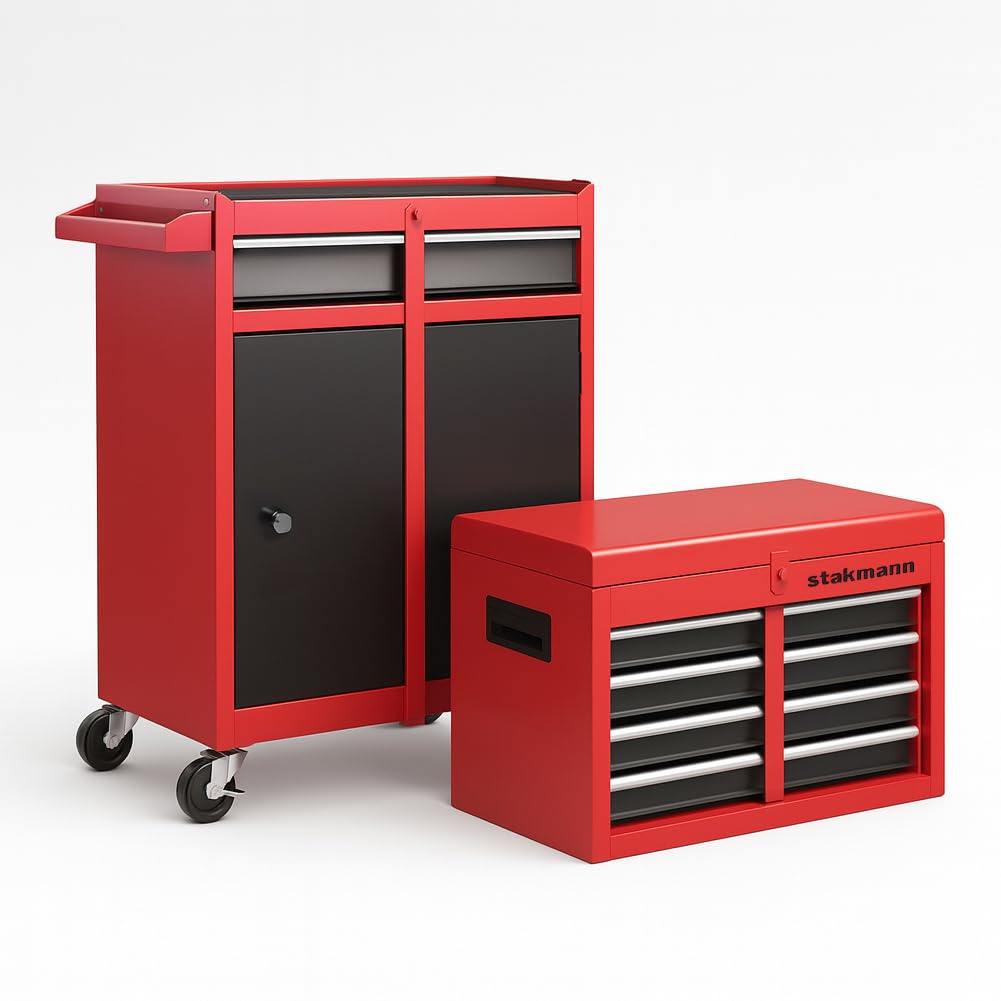 Carrello Portautensili 2in1 con 5 Cassetti e 1 Sportello, Carrellino in Acciaio per Attrezzi Multiuso, Armadietto Staccabile con Ruote, Ideale per Officine, Garage, Fai da Te 53 × 28 × 103,5