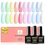 Yueshop 10pcs x 8ml Nail Gel Polish Macaron Candy Pastel Series Set 10 Colors Blue Pink Green Yellow White Soak off UV/LED Gel Nail Polish Long Lasting Gel Varnish Manicure (Pastel Candy)