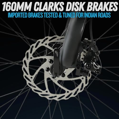 Image of FitTrip Fox Rush 27.5T | Single Speed MTB | Jak 7 Dual Disk Brakes | Lockout Suspension I 1030 Alloy Frame w /Internal Cabling | Unisex (Azure Blue, 27.5)