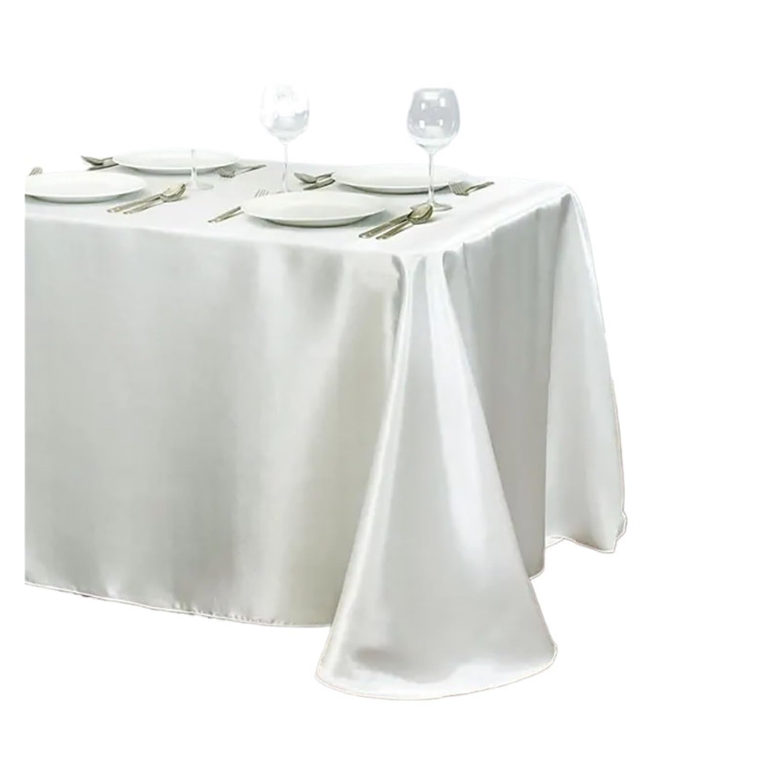 LuMOUzhou Reusable Rectangle Satin Tablecloth Rectangular Satin Tablecloth Multicolor Multiple Sizes For Wedding Party Banquet(Ivory,145X145CM)