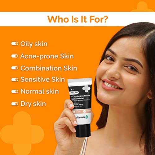 The Derma Co 1% Hyaluronic Tinted Sunscreen Gel SPF 60 PA++++ 30g - Image 4