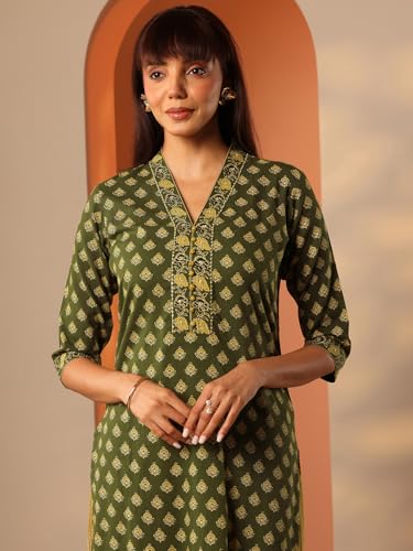 Image of Libas Printed Libas Cotton Straight fit Kurta set for Women | daily wear suit