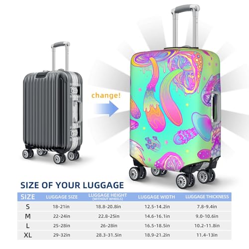 Psychedelic Trippy Mushrooms Luggage Cover, Protective Washable Suitcase Cover - Travel High Elastic Fibers Suitcase Protector Fits X-Large3