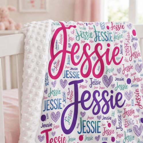 Image of Personalized Baby Blanket for Girls, Custom Nursery Blanket with Name, 30 x 40 Inch Soft Minky Blanket for Baby Toddlers, Newborn Print 02