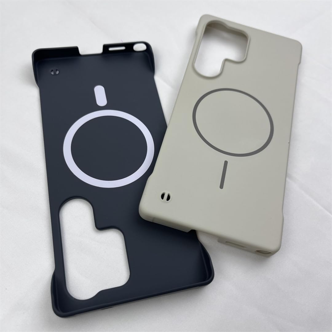 Ultracienkie, bezramkowe etui magnetyczne do Samsunga Galaxy S25 Edge, S24, S23, S22 Ultra Plus Fe, twarda ładowarka bezprzewodowa (do Galaxy S22ultra/szary)