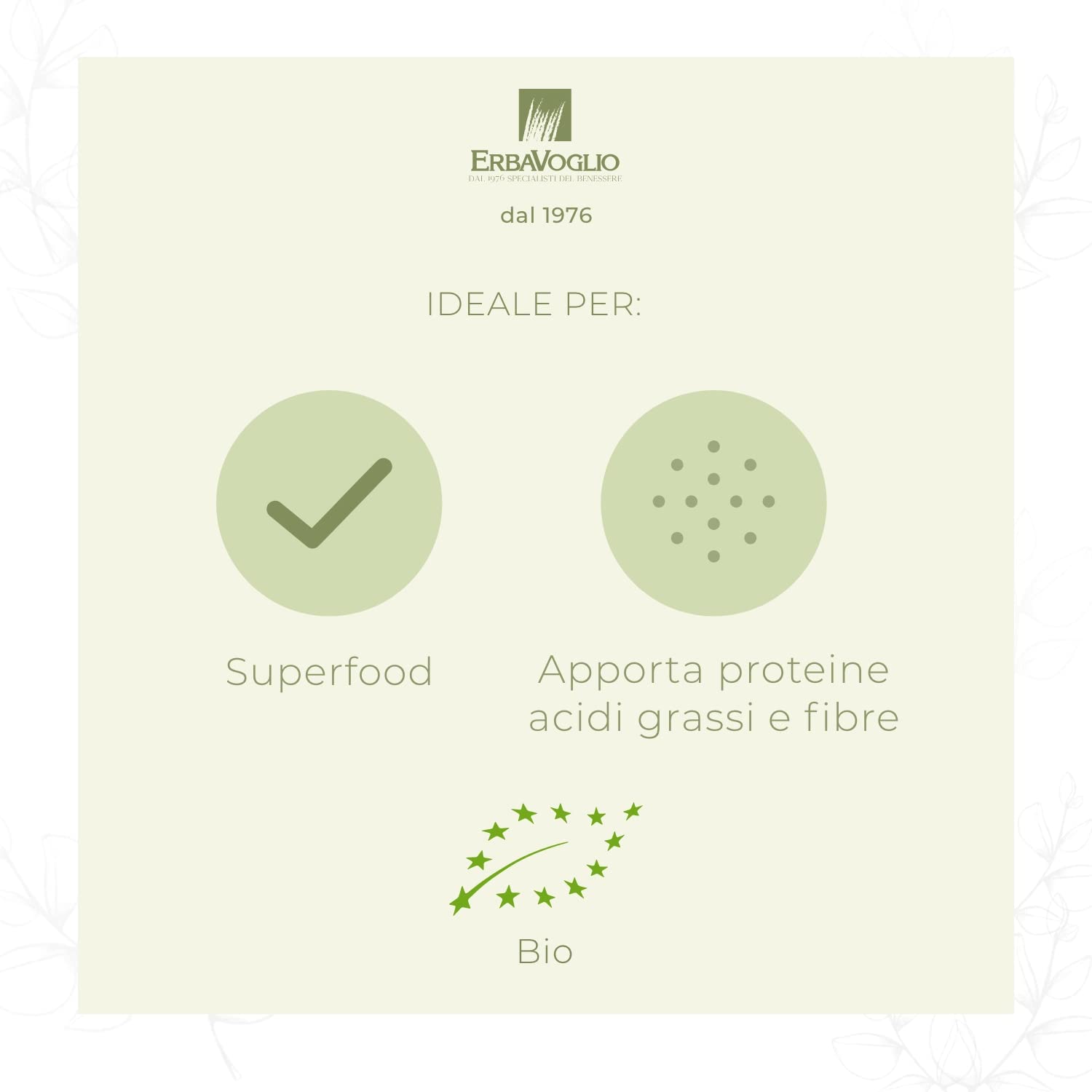 Erbavoglio Alimento Biologico - Semi di Chia - 450 gr - Superfood che apporta proteine, acidi grassi e fibre