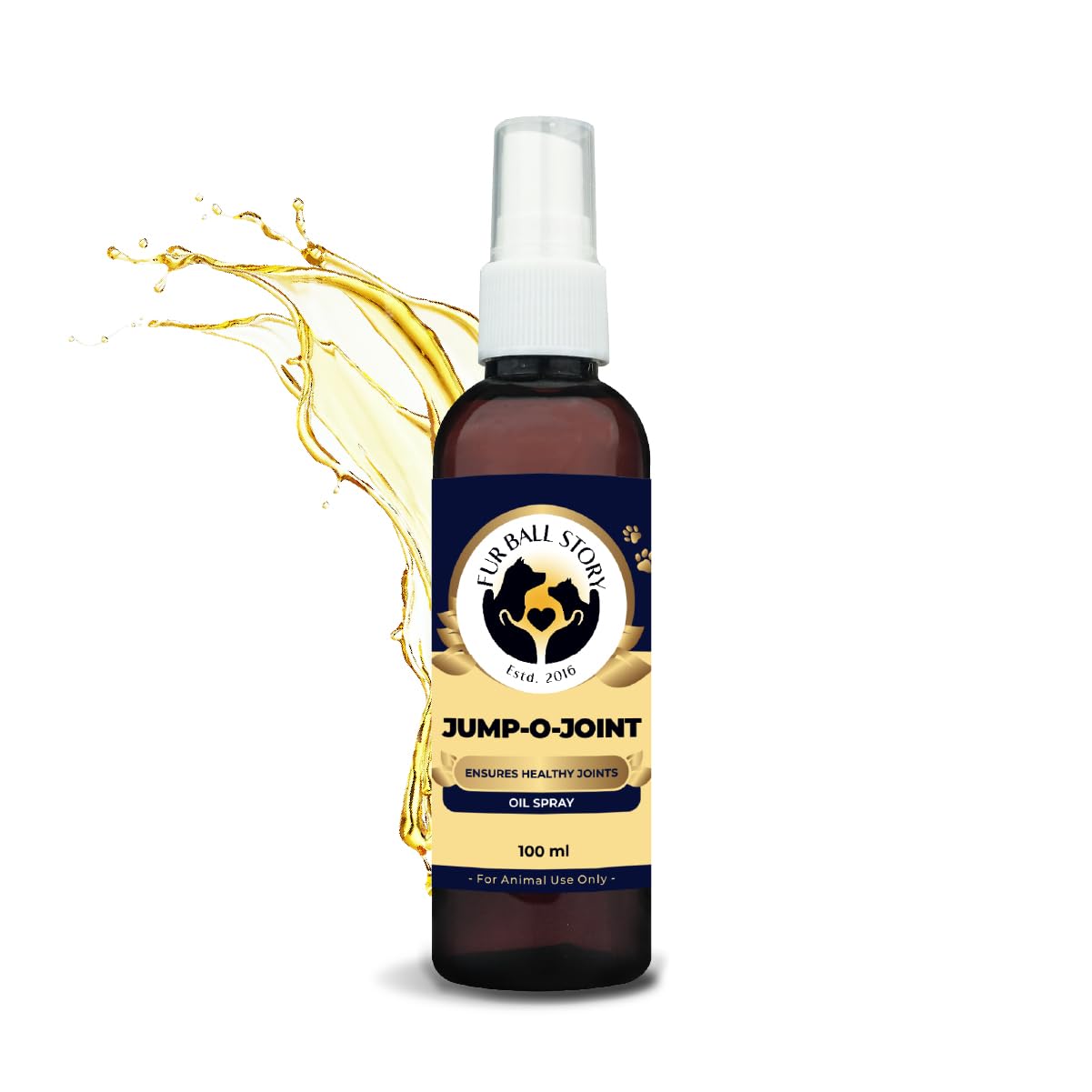 FUR BALL STORY Jump-O-Joint Pain Relief Oil 100ml | Ayurvedic Joint Care Massage Oil for Dogs & Cats | Anti-Inflammatory, Arthritis & Stiffness Relief | Vet Recommended, Herbal Formula