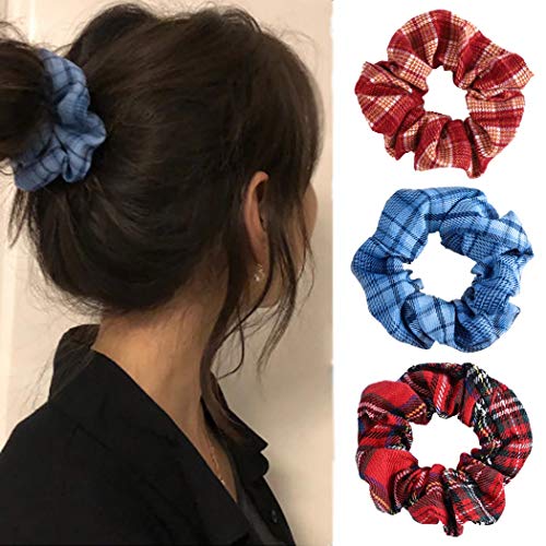 Graeen Hair Scrunchies Scrunchy Elastics Hair Ties Hair Scarf Scrunchie Pink Hair Accessories for Women and Gilrs（Pack of 3） (Style 3)