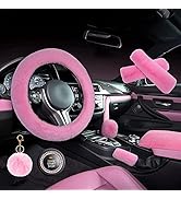 ZYNQACC 1 Set 8 Pieces Fluffy Steering Wheel Cover Set,Warm Soft Fuzzy Steering Wheel Covers for ...