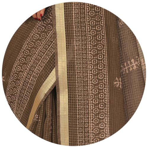 Image of MIRCHI FASHION Kota Doria Cotton Saree with Blouse Piece | Paisley Block Printed Saree for Women | Traditional Ethnic Daily Wear Summer Saree