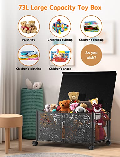 Dgd Toy Box Storage, Foldable Metal Toy Boxes, Toy Box Chest With Lid, Toy Box For Boys Girls 73L Toy Storage Organizer With Wheels, For Nursery Room, Playroom, Closet Toy Boxes 1Pack #TOP5