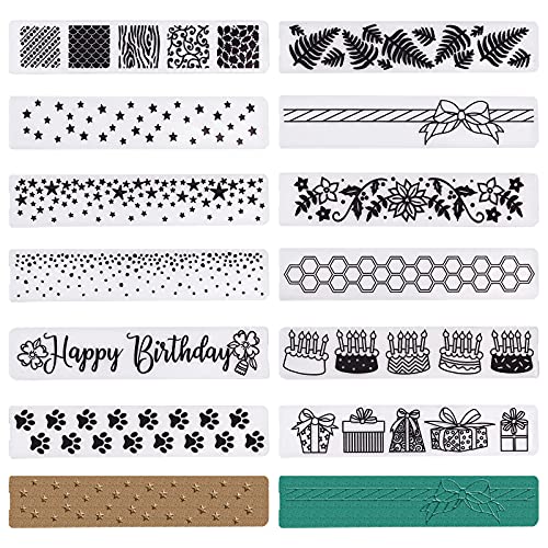 12 Prägeschablonen Für Bastelarbeiten – Aus Kunststoff, Je 15x3 Cm, Für Karten, Scrapbooking & Deko