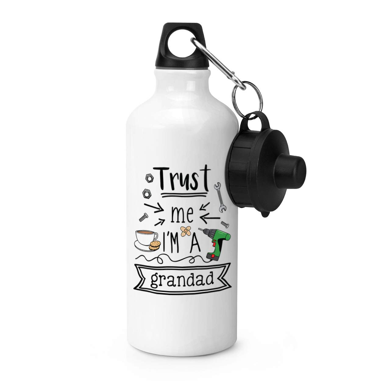 Gift Base Trust Me I'm A Grandad Sports Bottle Water Gym 600ml White