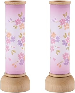 仏壇屋 滝田商店 盆提灯 ミニ お盆 提灯 ふうら いろは桜 LED コードレス 一対セット(2個)◆高さ22cm×巾7.5cm◆ ミニサイズ 置き提灯 証明書付