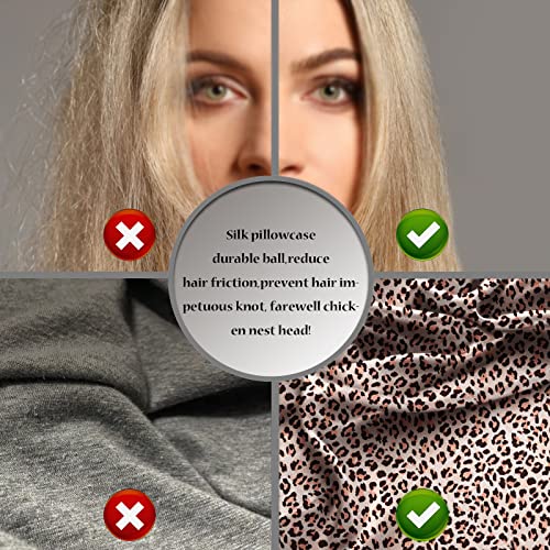 image for Suatien Mulberry Silk Pillowcase for Hair and Skin Standard Size Leopa
