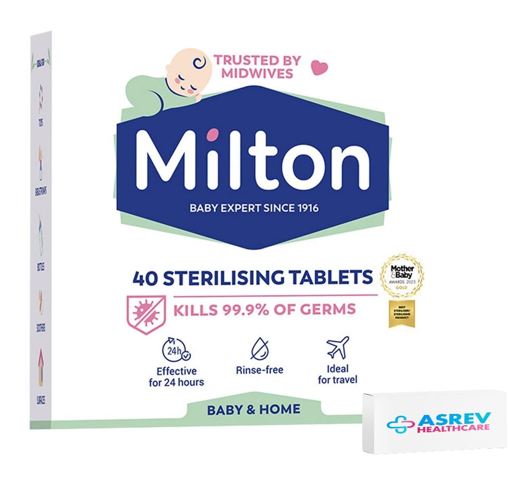 MiltonBaby Sterilising Tablets - 40 Pack Cold Water Disinfection for Bottles, Teats & Dummies Antibacterial & Antiseptic Cleaner for Nursery