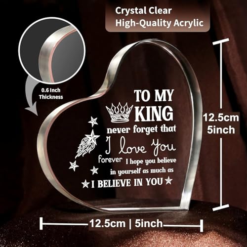 Image of Gifzy Gifts for Boyfriend, Valentines Day Gifts, Anniversary I Love You Gift for Him Boyfriend, Men's Heart Shaped Acrylic Block -Fathers Day Birthday Gift for Him Boy friend Husband