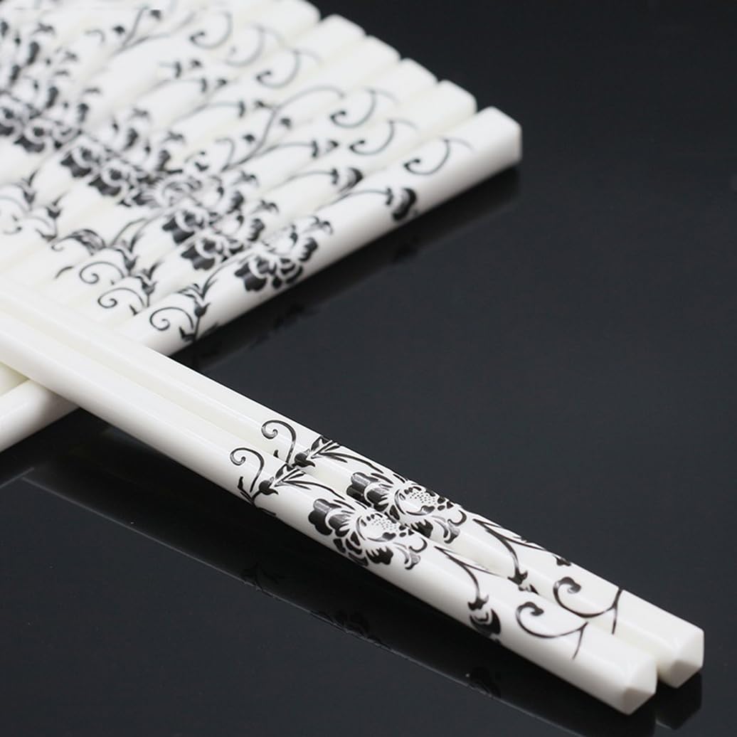 Bopsticks en Porcelaine Cadeau De Fleurs, Baguettes Chinoises en Os De La Chine, 10 Paires Baguettes Premium Réutilisables, Lave-Vaisselle À Haute Résistance B