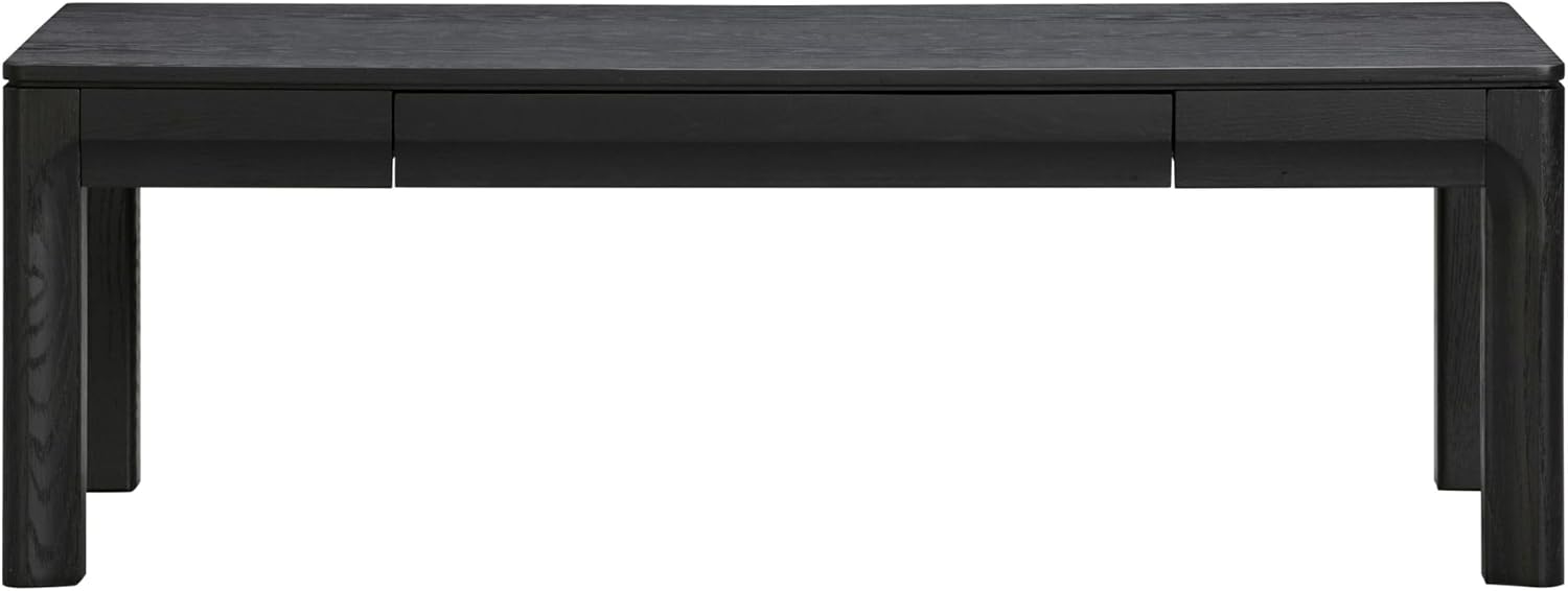 NTC Flow Modern Wooden Rectangle Coffee Table with Hidden Drawer – Waterproof & Heat Resistant, Burnt Black